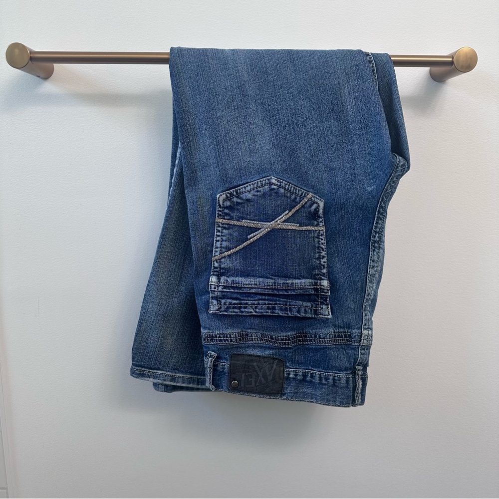 TK Axel Slim Bootcut Men’s Jeans Medium Wash Distressed Size 36x30